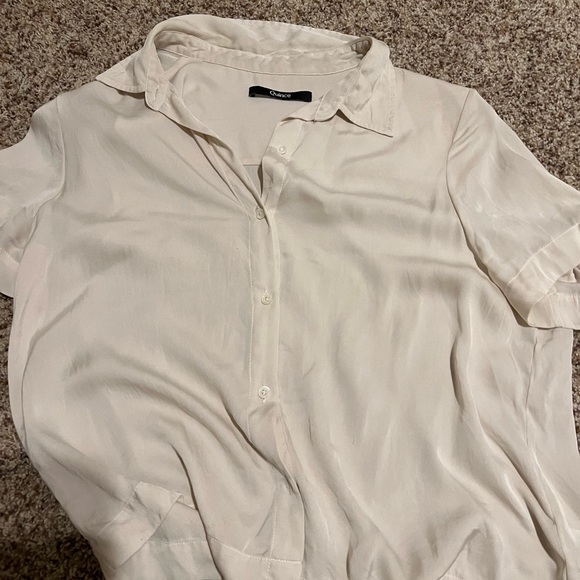 Quince Washable Stretch Silk Short Sleeve Notch Collar Blouse Small - Picture 4 of 4